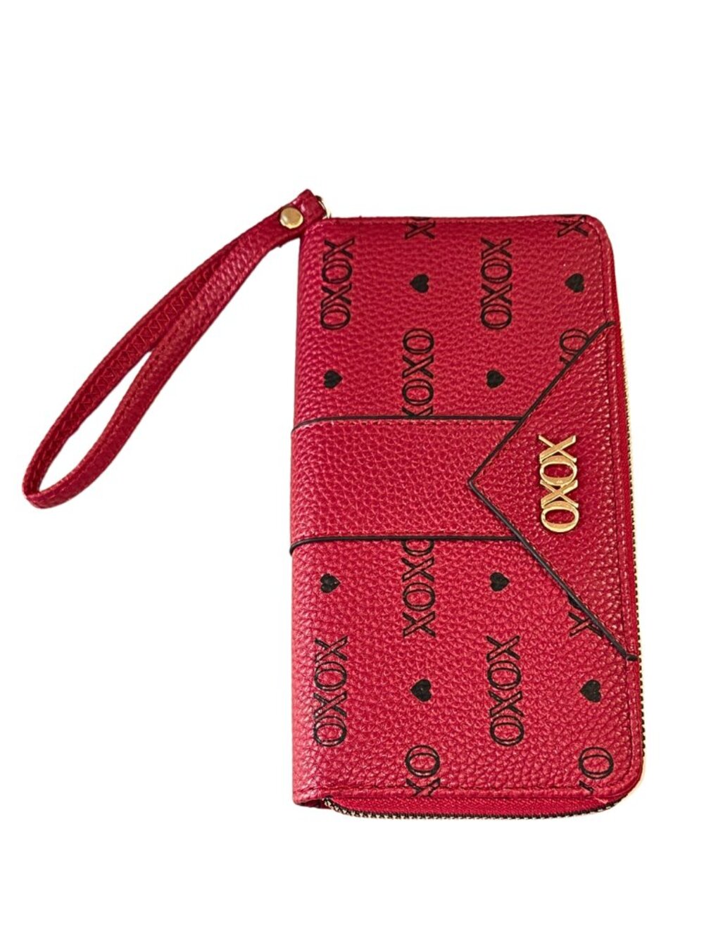 Rare Color XOXO True Red and Black Color Wristlet Clutch Wallet